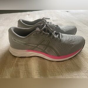 Asics Gray and Pink Athletic Shoes with Breathable Mesh